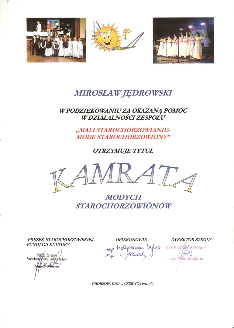 Podziękowania Kamrat Starochorzowianin 2010